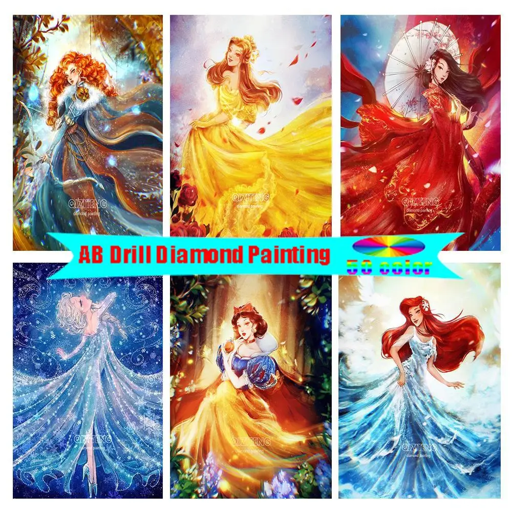 Disney Prenses Serisi 5D DIY AB Elmas Boyama Yasemin / Aisha Çapraz Dikiş Kiti Mozaik Nakış Ev Dekorasyon Boyama