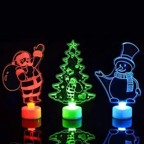 DIY çok renkli değiştiren LED Noel Süslemeleri Ev için Ağaç Elk Noel 3D Gece Lambası Noel Hediyesi Yeni Yıl Ev Dekor