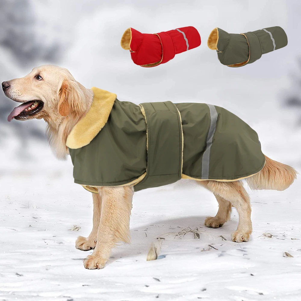 Genel Yelek Pet Giyim Yüksek Kürk Yaka Labrador İle Pelerin su Geçirmez Köpekler için kış Elbise 
