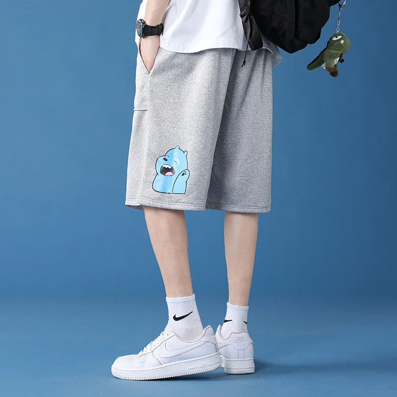 Kore Tarzı Erkek Gevşek Şort Rahat İpli Elastik pantolon Premium Bel Rahat 2022 Yaz Açık Şort Cepler ile