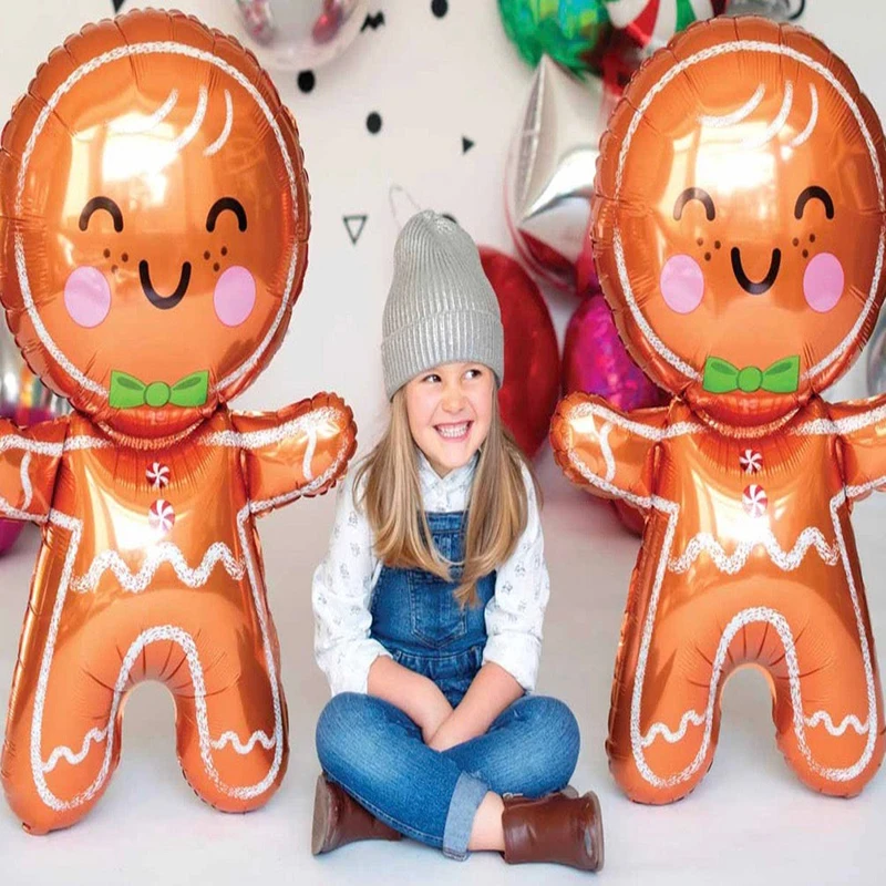 Mutlu Zencefilli Kurabiye Adam folyo balonlar 31 inç Noel tatili süslemeleri çocuk doğum günü oyuncakları Noel şişme balonlar