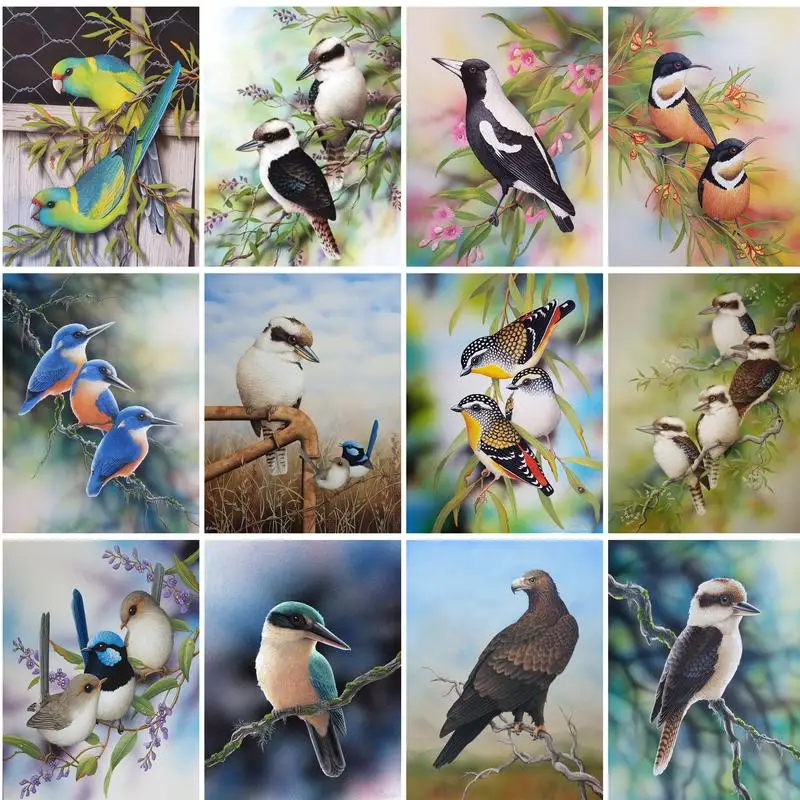 PhotoCustom DIY Yağlıboya resim By Numbers Kuş HandPainted Kitleri Çizim Hayvanlar Tuval Resimleri Ev Dekorasyon Hediye