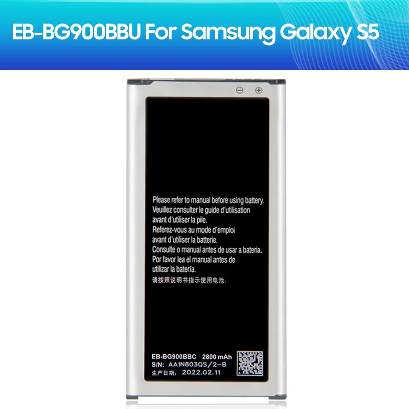 Samsung Telefonu için Pil EB-BG900BBE EB-BG900BBU EB-BG900BBC Samsung Galaxy S5 G870A G900FD / S / FM G9008V 9008 W 9006 W 2800 mAh