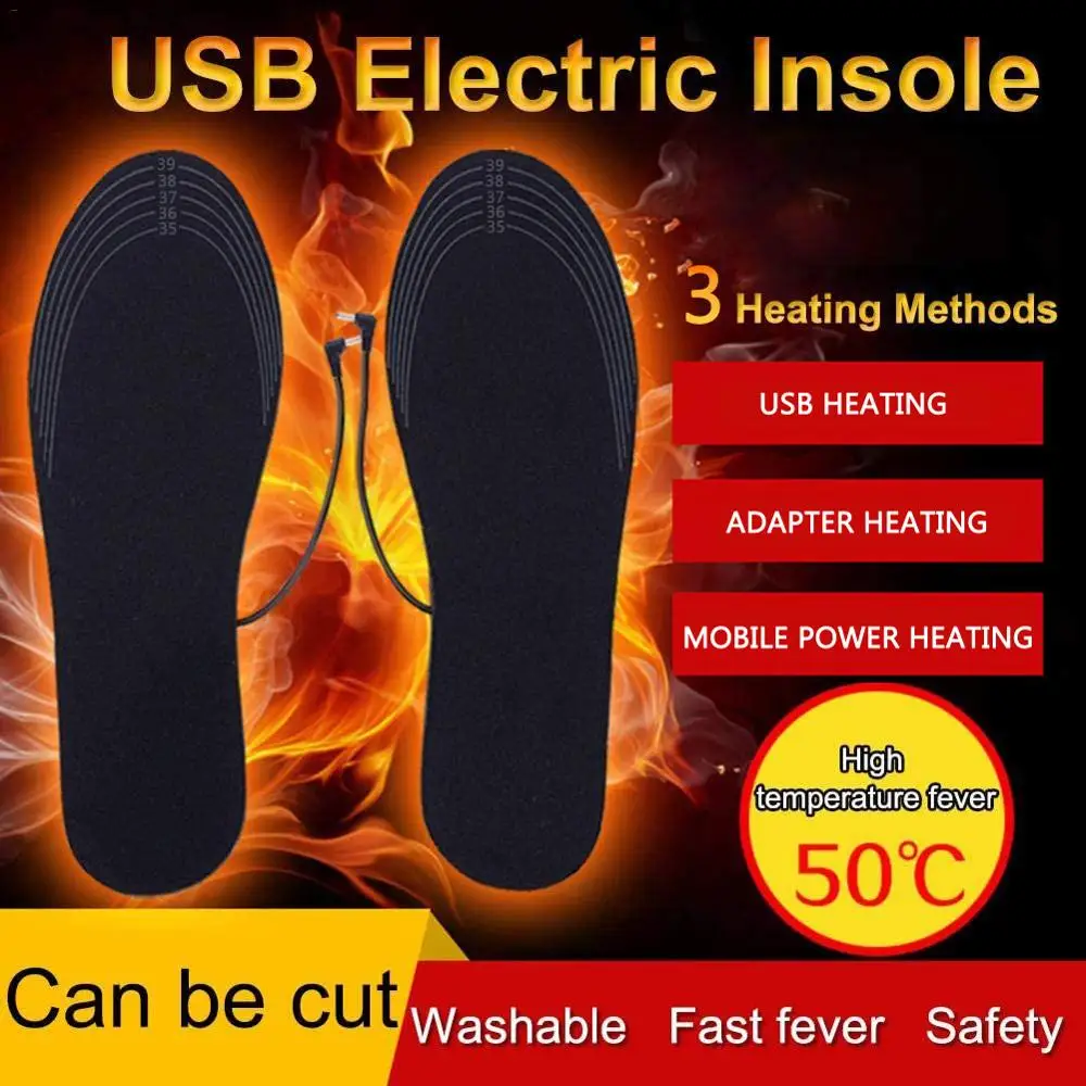 USB elektrikli ısıtmalı tabanlık ped Unisex ısıtmalı ayakkabı tabanlık kış açık spor ayak ısınma tabanlık ayak ısınma ayak ısıtıcı